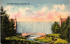 Coatesville PA. City Water Works Utility Dam Linen Vintage Postcard 10H picture
