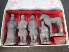 Vintage - 5 Terracotta Of Qin Dynasty Emperor Shi Warrior Army Statues in Box picture