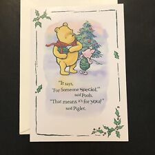 NEW Christmas Greeting Card Winnie The Pooh & Piglet Gift Tree Holly Disney picture
