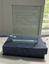 Lockheed Martin Engineering Etched Glass Paperweight in Original Box picture