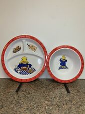 Vintage 90's Paddington Bear Plastic Divided Plate & Bowl Set 