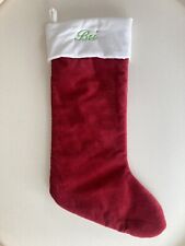 Pottery Barn Large Classic Velvet Stocking BRI mono Red 2021 IMPERFECT READ B1 picture
