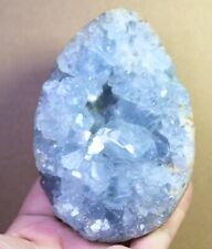 1.95lb Natural Gorgeous Blue Celestite Egg Geode Quartz Crystal Reiki Healing picture