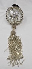 Kugel Style  Silver Crackle Mercury Glass Ball w/Tassels Christmas Ornament picture