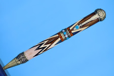 Southwest Antique Brass and Turquoise Stone  with Santa Fe wood Inlay Ballpoint picture