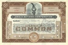 Anglo National Corp. dated Oct. 29, 1929 - Great Stock Market Crash Stock Certif picture