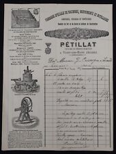 1890 VICHY Allier Agricultural Machine PETILLAT Billhead 3 Press Pumps picture