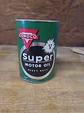 VINTAGE CONOCO SUPER V SAE 10W MOTOR OIL CAN  Empty CLEAN CARDBOARD Can picture