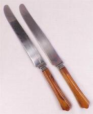 2 Vinage Bakelite Knives Flatware Butterscotch Caramel Marble Stainless Knife picture