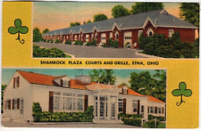 LINEN Postcard    SHAMROCK PLAZA COURTS AND GRILLE  -  ETNA, OHIO picture