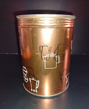 Copper Coffee Tin Storage Container & Lid Graphic Print  Mid Century 6.75