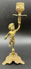 Single Vintage Brass Cherub Taper Candlestick Holder Made in india Victorian picture