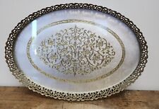 Vintage Glass Vanity Tray with Gold Rim | Ornate Glass Tray  picture