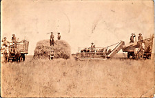VTG RPPC Postcard Caney, Kansas 1910 Kansas Farmers Harvest Horses Joe Miller picture