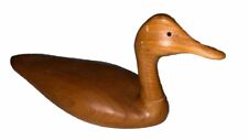 Vintage Medium Hand Carving Duck  Sculpture Decoy Light Brown Signed MB picture