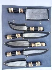 CUSTOM HANDMADE HAND FORGED DAMASCUS STEEL CHEF KITCHEN KNIVES SET BBQ KNIVES picture