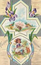Vintage Postcard Easter Greetings Holiday Greetings Easter Cross Series picture
