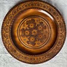 Polish Carved Wooden Plate Poland Floral Folk Art picture