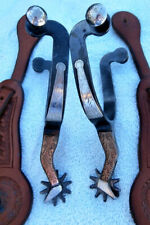 Double Mounted Gal Lady Leg Black Silver Copper Horse Spurs/ G-6 Custom Straps picture