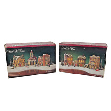 2 VTG Village Sets 1995 Trim a Home Holiday Memories Porcelain w Boxes EUC picture