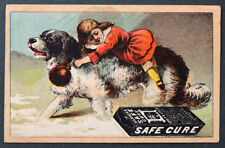 Antique WARNERS SAFE CURE Trade Card ST BARNARD DOG / Quack Medicine Drugstore picture