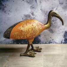 ITALIAN 50'S BIRD EGYPTIAN-INSPIRED GILTWOOD BRASS IBIS SCULPTURE MID-CENTURY  picture