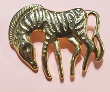 Vintage Zebra Pin Gold Tone Brooch Pinback Animal 2