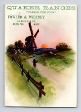 Victorian Trade Card Quaker Ranges Fowler & Whitney Brockton MA Windmill Scene picture