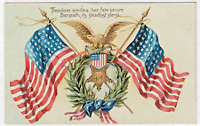Vintage Tuck 107 Decoration Day Postcard~US Flags with Wreath, Eagle, GAR Star picture