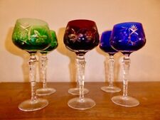 6 NACHTMANN TRAUBE CRYSTAL BAVARIAN CUT TO CLEAR HOCK WINE GOBLETS picture