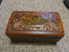 Vintage Hand Carved Wooden Decorative Jewelry Box picture