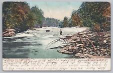 State View~Fishing Along The East Canada Creek~New York~PM 1907~Vintage Postcard picture