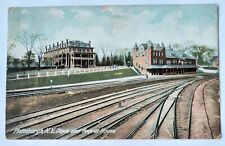 Plattsburgh NY New York Train Depot & Foquet House Vintage 1909 Postcard M6 picture