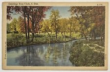 Greetings from Clark South Dakota SD Vintage Linen Postcard picture