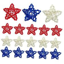 EBaokuup 18PCS 4th of July Natural Rattans, 1.96 Inch Red White and Blue Star picture