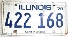 Vintage 1979 ILLINOIS Blue and White License Plate 422 168 picture