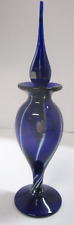 Vintage 1981 Correia Cobalt Blue Art Glass Silver Heart Perfume Bottle picture
