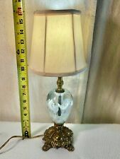 VINTAGE ST. CLAIR PAPERWEIGHT FLORAL WHITE LILIES ART GLASS LAMP W/SHADE Brass B picture