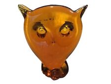 vintage amber glass owl 5”x4” picture