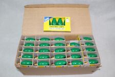 NEW BOX OF 100 OLD STOCK VINTAGE OUTDOOR C9 DAMAR GREEN CHRISTMAS LAMPS LIGHTS picture