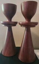 Pair Of Mid Century Modern Solid Wood Candlestick Candle Holders picture