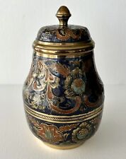 RARE Vintage Castilian Imports Lacquered Brass Lidded Jar 7”H picture