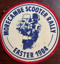 VINTAGE MORECAMBE SCOOTER RALLY EASTER 1984 WOVEN CLOTH PATCH BADGE picture