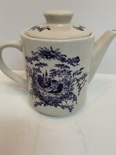 VTG 2002 California Pantry Classic Ceramics Blue Rooster Toile Tea Pot EUC picture