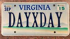 Exp Virginia Personalized Vanity License Plate Va DMV Mountains DAY X DAY TAG picture