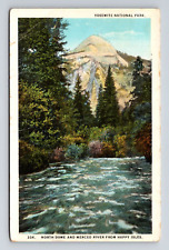 c1925 WB Postcard Yosemite WY Wyoming North Dome Merced River Happy Isles picture