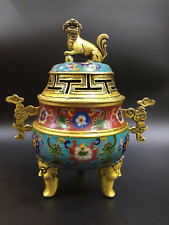 Chinese Antique Cloisonne handmade lion incense burner Xuande Year picture