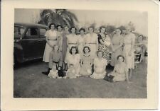 Ladies Babies Photograph 1940s Outside Cars Group Old Florida 3 1/4 x 4 1/2 picture