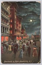 Atlantic City New Jersey Boardwalk By Night Post It 1910 Divided Back Postcard picture
