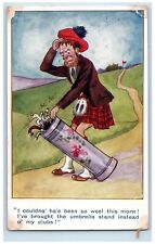 c1910's Gay Feather Hat Sweating Golfing Humor Glasgow Scotland UK Postcard picture